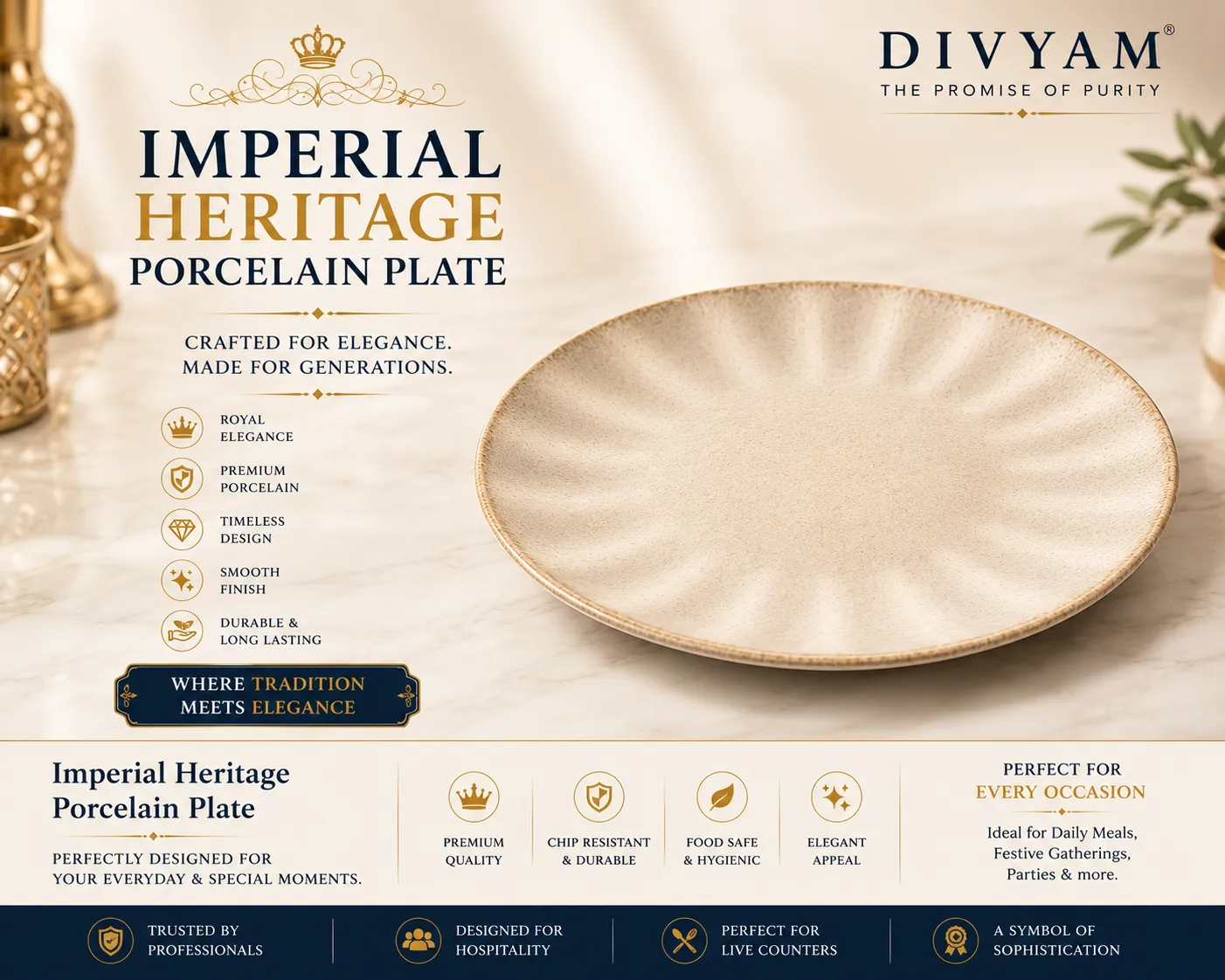 Imperial Heritage Porcelain Full Plate — Heritage Dining Collection by D I V Y A M®